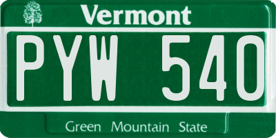 VT license plate PYW540