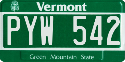 VT license plate PYW542