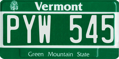 VT license plate PYW545