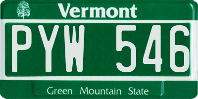 VT license plate PYW546