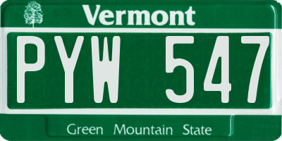 VT license plate PYW547