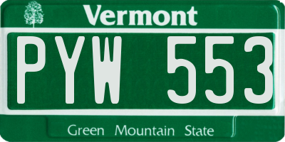VT license plate PYW553