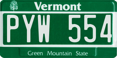 VT license plate PYW554