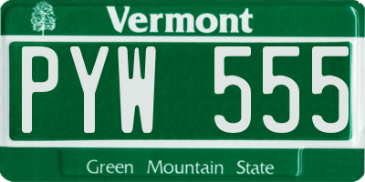 VT license plate PYW555