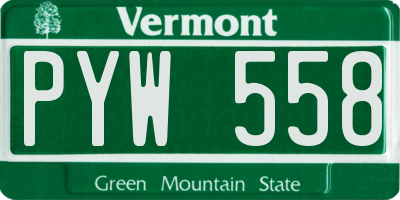 VT license plate PYW558