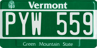 VT license plate PYW559