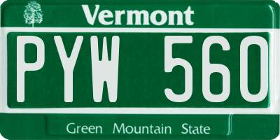 VT license plate PYW560
