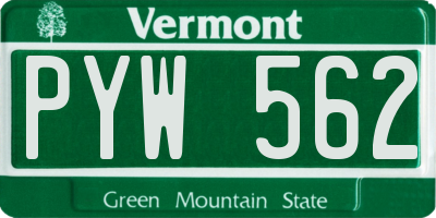 VT license plate PYW562