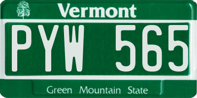 VT license plate PYW565