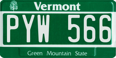 VT license plate PYW566