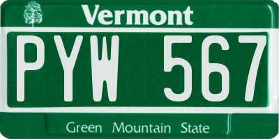 VT license plate PYW567