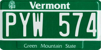 VT license plate PYW574