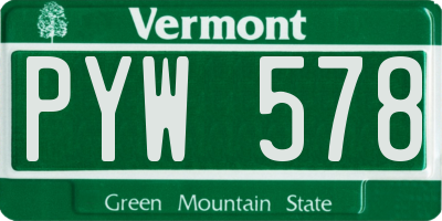 VT license plate PYW578