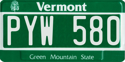 VT license plate PYW580