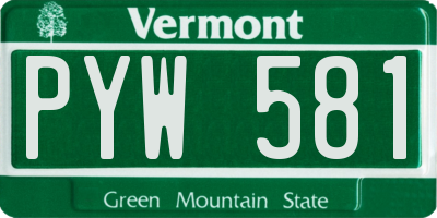 VT license plate PYW581