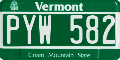 VT license plate PYW582
