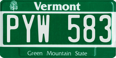 VT license plate PYW583