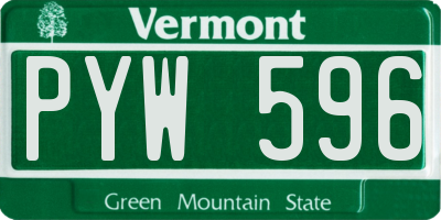VT license plate PYW596