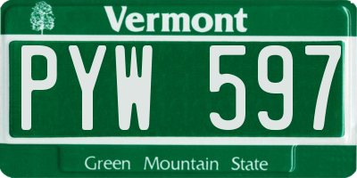 VT license plate PYW597