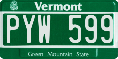 VT license plate PYW599