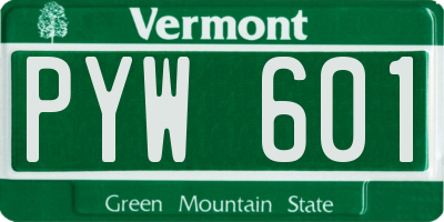 VT license plate PYW601