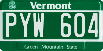 VT license plate PYW604