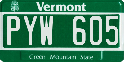 VT license plate PYW605