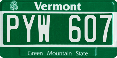 VT license plate PYW607