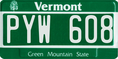 VT license plate PYW608