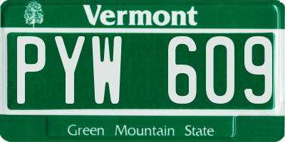 VT license plate PYW609