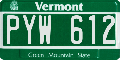 VT license plate PYW612