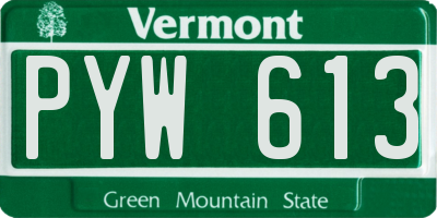 VT license plate PYW613