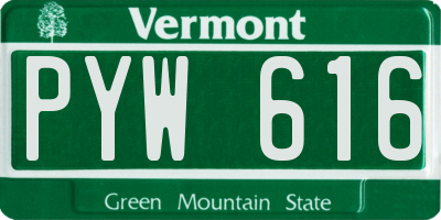 VT license plate PYW616