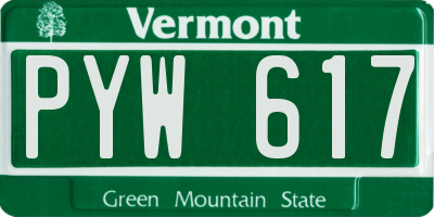 VT license plate PYW617