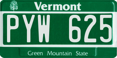 VT license plate PYW625