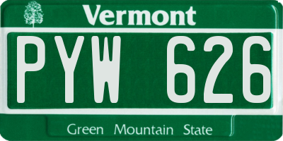 VT license plate PYW626