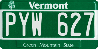 VT license plate PYW627