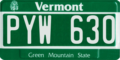 VT license plate PYW630