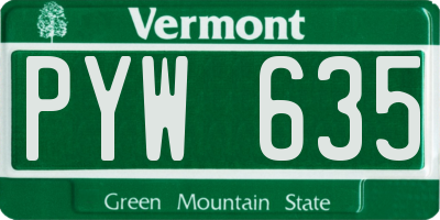 VT license plate PYW635