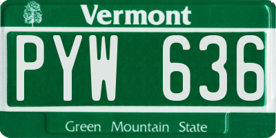 VT license plate PYW636