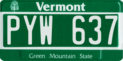VT license plate PYW637