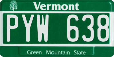 VT license plate PYW638
