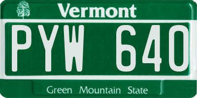 VT license plate PYW640