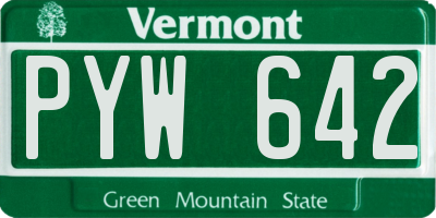 VT license plate PYW642