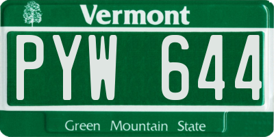 VT license plate PYW644