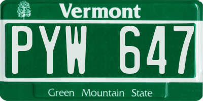 VT license plate PYW647