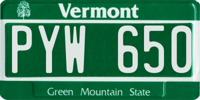 VT license plate PYW650