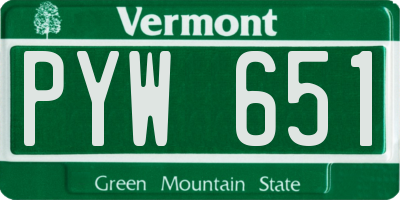 VT license plate PYW651