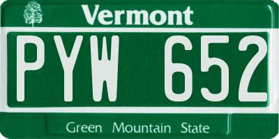 VT license plate PYW652