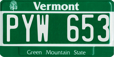 VT license plate PYW653